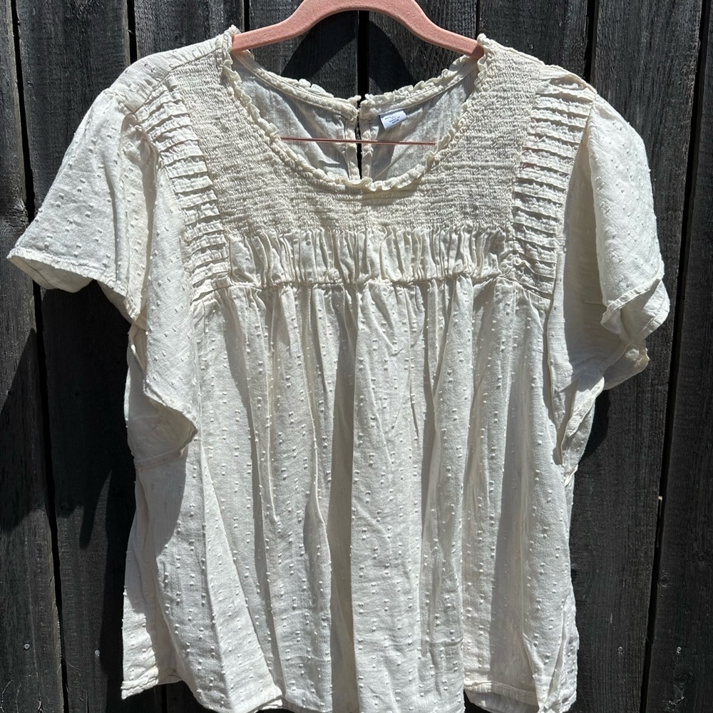 Old Navy Cream Textured Blouse